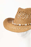 Trizchlor-Cowrie Shell Beaded String Straw Hat