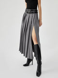 Trizchlor-Pleated Split Maxi Skirt Without Belt