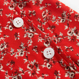 Summer Dress For Women Clothing 2021 V Neck Short Sleeve Button Tie Waist Wrap Dress Elegant Vintage Floral Print Midi Dress