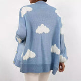  Women's Sweater Long Sleeve Cardigan White Cloud Jacquard Mid-Length Spring and Autumn