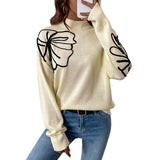 fall 2024 fashion trends 2024 New Autumn Women's Half Turtleneck Flower Pattern Sweater Women