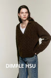 cute fall outfits aesthetic 2024 New Korean Style 100% Pure Wool Half-Open V-Shaped Lapel Pullover Fashionable Long Sleeve Loose Knitted Sweater