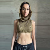 Trizchlor- autumn fashion trend women's clothing new hooded sleeveless navel-baring knitted solid color inner sweater