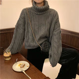 college fall outfits Autumn New Korean Style Lazy Style Solid Color Loose Thick Short Turtleneck Sweater Women's Thickened Knitted Top