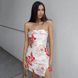 Trizchlor Back to college   Chest Wrapping Sleeveless Bodycon Summer White Mini Dress For Women   Vintage Blackless Slim 10 Solid Party Dresses