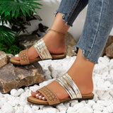 Trizchlor-Women's Slippers Summer Plus Size Slide Shoes for Women Retro New Open Toe Flat Ladies Casual Beach Shoes Outdoor Female Sandals