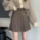 Trizchlor Back to college Pleated Mini Skirt Women Cute Korean Fashion Solid Slim High Waist A-Line Short Skirt School Girls Casual Preppy Style