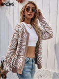 Trizchlor Vintage Leopard Knitted Cardigans Women Winter Single Breasted Long Sleeve Chic Sweaters High Street Fashion Jumpers 2022
