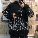 TRIZCHLOR Gothic Flame Printed Hoodies Women Man Korean Style Oversized Harajuku Sweatshirt Female Autumn Long Sleeve Pullovers Tops 2023