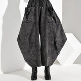 Trizchlor High Elastic Waist Pocket Split Long Denim Wide Leg Trousers New Loose Fit Pants Women Fashion Spring Autumn 2023