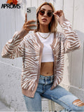 Trizchlor Vintage Leopard Knitted Cardigans Women Winter Single Breasted Long Sleeve Chic Sweaters High Street Fashion Jumpers 2022