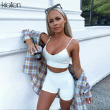 Trizchlor Sexy Casual Camisole and Short 2 Piece Set Women Streewear Fitness Outfit Sportswear Summer Beach Cotton Tracksuit Women