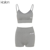 Trizchlor Sexy Casual Camisole and Short 2 Piece Set Women Streewear Fitness Outfit Sportswear Summer Beach Cotton Tracksuit Women