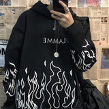 TRIZCHLOR Gothic Flame Printed Hoodies Women Man Korean Style Oversized Harajuku Sweatshirt Female Autumn Long Sleeve Pullovers Tops 2023