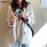 Trizchlor Back To College Blazers Women Spring Corduroy Chic Vintage Solid Elegant Office-Lady Korean Style Loose Retro Womens Coat Blazer New Stylish Ins