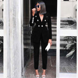 Trizchlor Summer Sets for Women 2023 New Black V Neck Long Sleeve Sexy 2 Piece Set Outfits High Quality Two Piece Set Suit