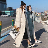 Trizchlor 2023 New Women's Oversize Over Knee Long Warm Coat Vintage Winter Cotton Padded Jacket Korean Mid Length Winter Down Parkas