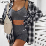 Trizchlor Sexy Casual Camisole and Short 2 Piece Set Women Streewear Fitness Outfit Sportswear Summer Beach Cotton Tracksuit Women