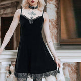 Trizchlor Goth Black Chic Bow Decoration Women Spaghetti Belt Dress Summer Elegant Off Shoulder Lolita Dress E-Girl Gothic Eam Dress