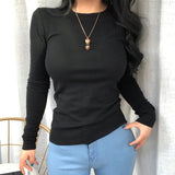Trizchlor New T Shirt Women 2023 Spring Tops Korean Style Womens Clothing Thin Tshirt Elastic Cotton Long Sleeve Tee Shirt Femme Camisetas