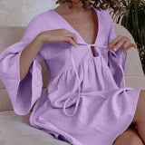 Trizchlor Night Dress For Women Cotton Robes Half Sleeve V Neck Sleepwear Female 2023 Spring Casual Woman Dresses Solid Pajamas