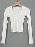 Trizchlor Cotton Crop Top T Shirt Women Tops 2023 Spring Korean Style Elastic Tee Shirt Women Clothes Skinny T Shirts