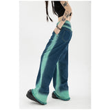 Trizchlor Womens Jeans High Waist Vintage Straight Baggy Pants Chic Design Streetwear Gradient Color Hip Hop Y2K Denim Wide Leg Trouser