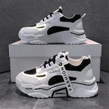 Trizchlor  Fashion 2023 Reflective Platform Sneakers Women Shoes Korean Lace Up Chunky Sneakers Mixed Color Women's Vulcanize Shoes
