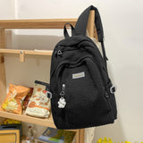 Trizchlor 2023 New Nylon Women Backpack Female Solid Color Travel Bag Preppy Multiple Pockets Schoolbag for Teenage Girl