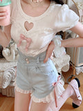 Trizchlor Japanese White Kawaii Lolita Blouse Women Bubble Sleeve Sweet Cute Blouse Female Slim Bow Korean Style Blouse 2024 New