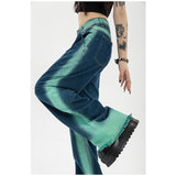 Trizchlor Womens Jeans High Waist Vintage Straight Baggy Pants Chic Design Streetwear Gradient Color Hip Hop Y2K Denim Wide Leg Trouser
